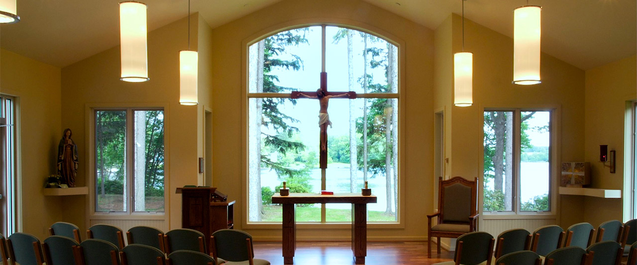 Straight view of inside the missionary chapel